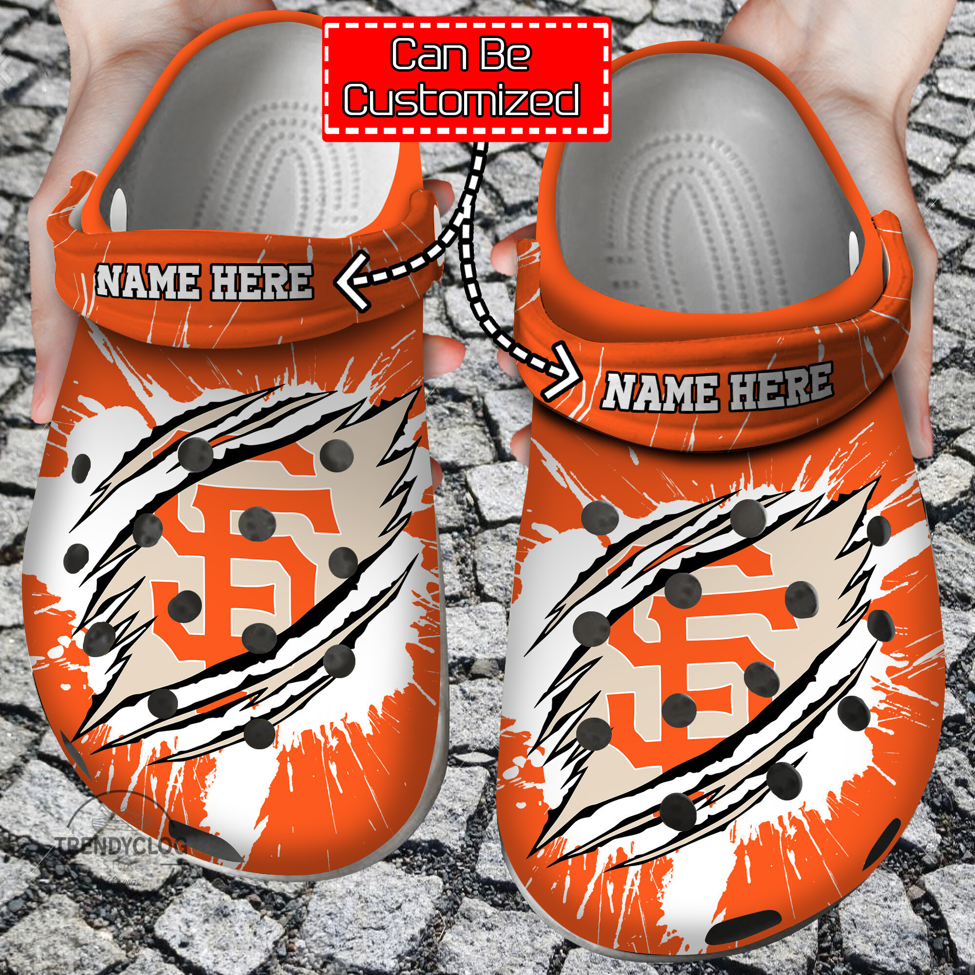 Baseball Crocs Personalized SF Giants Ripped Claw Clog Shoes