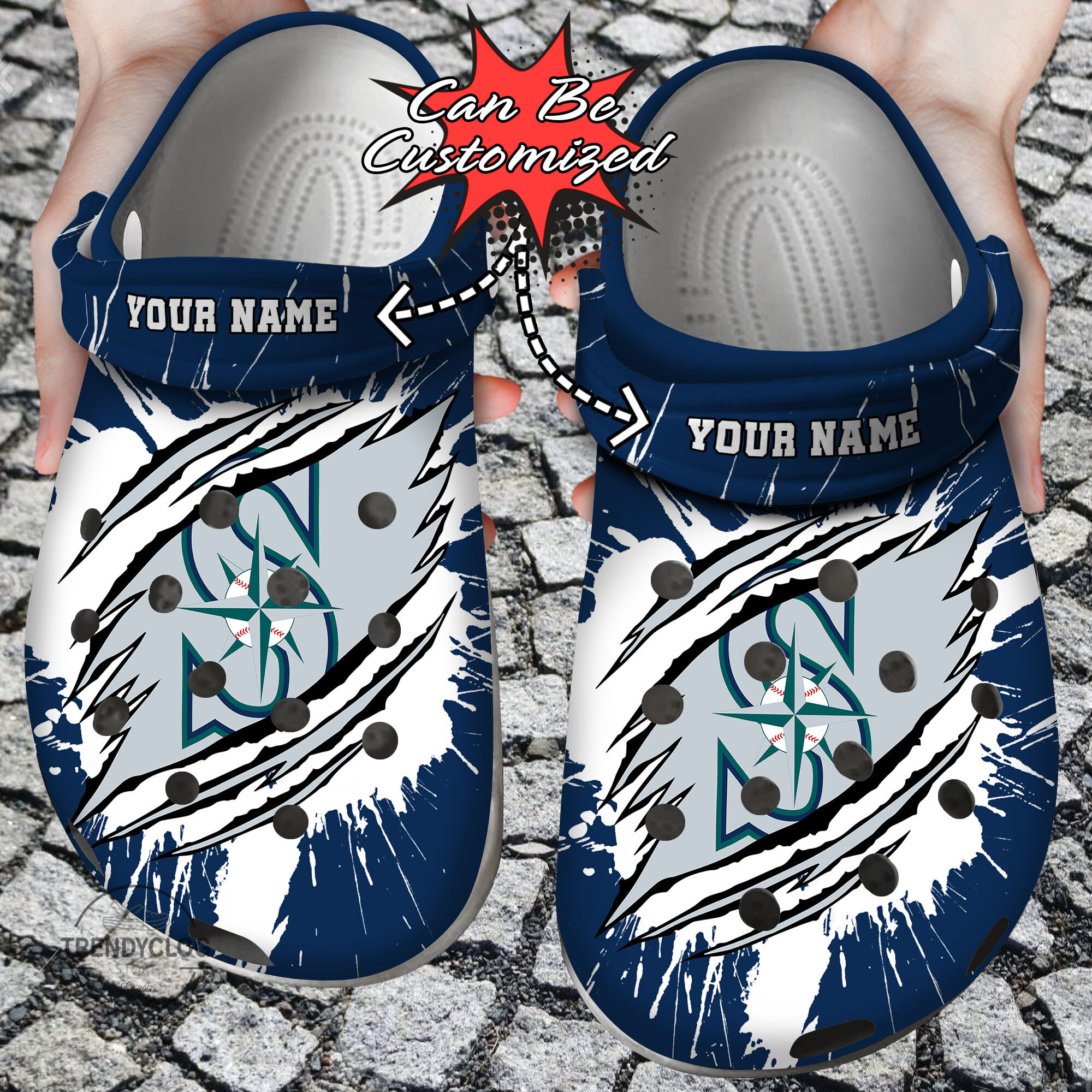 Baseball Crocs Personalized SMariners Ripped Claw Clog Shoes