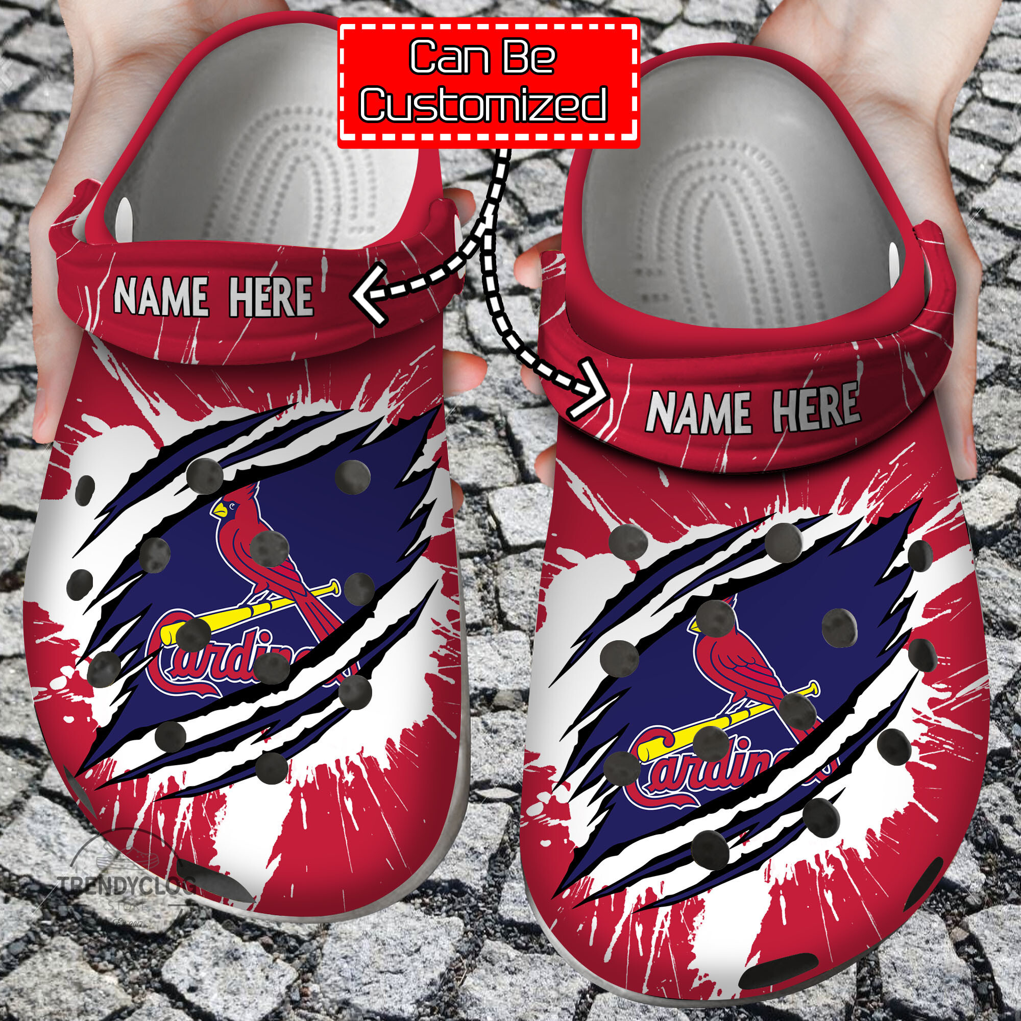 Baseball Crocs Personalized StL Cardinals Ripped Claw Clog Shoes