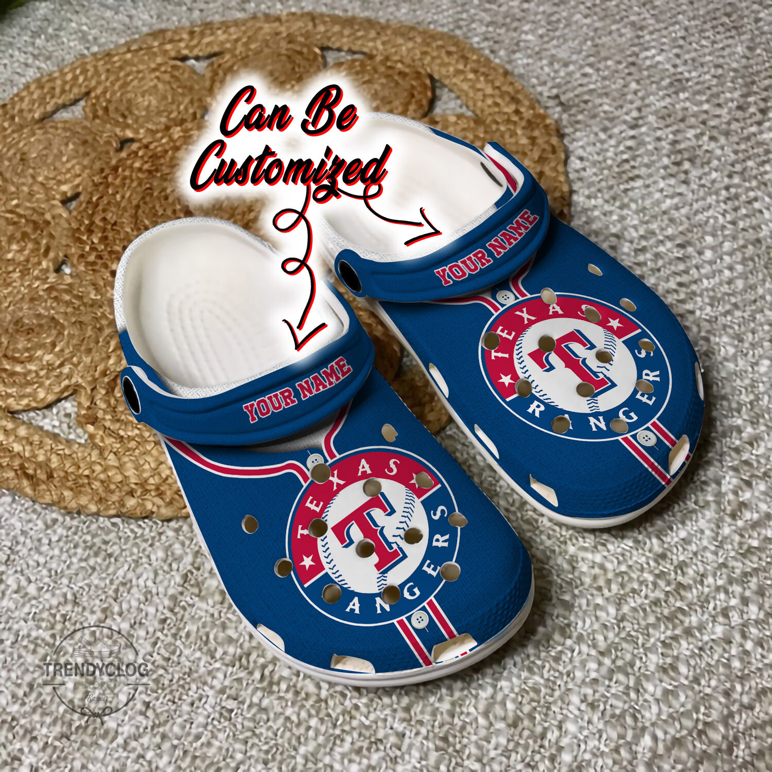 Baseball Crocs Personalized TRangers Baseball Jersey Style Clog Shoes