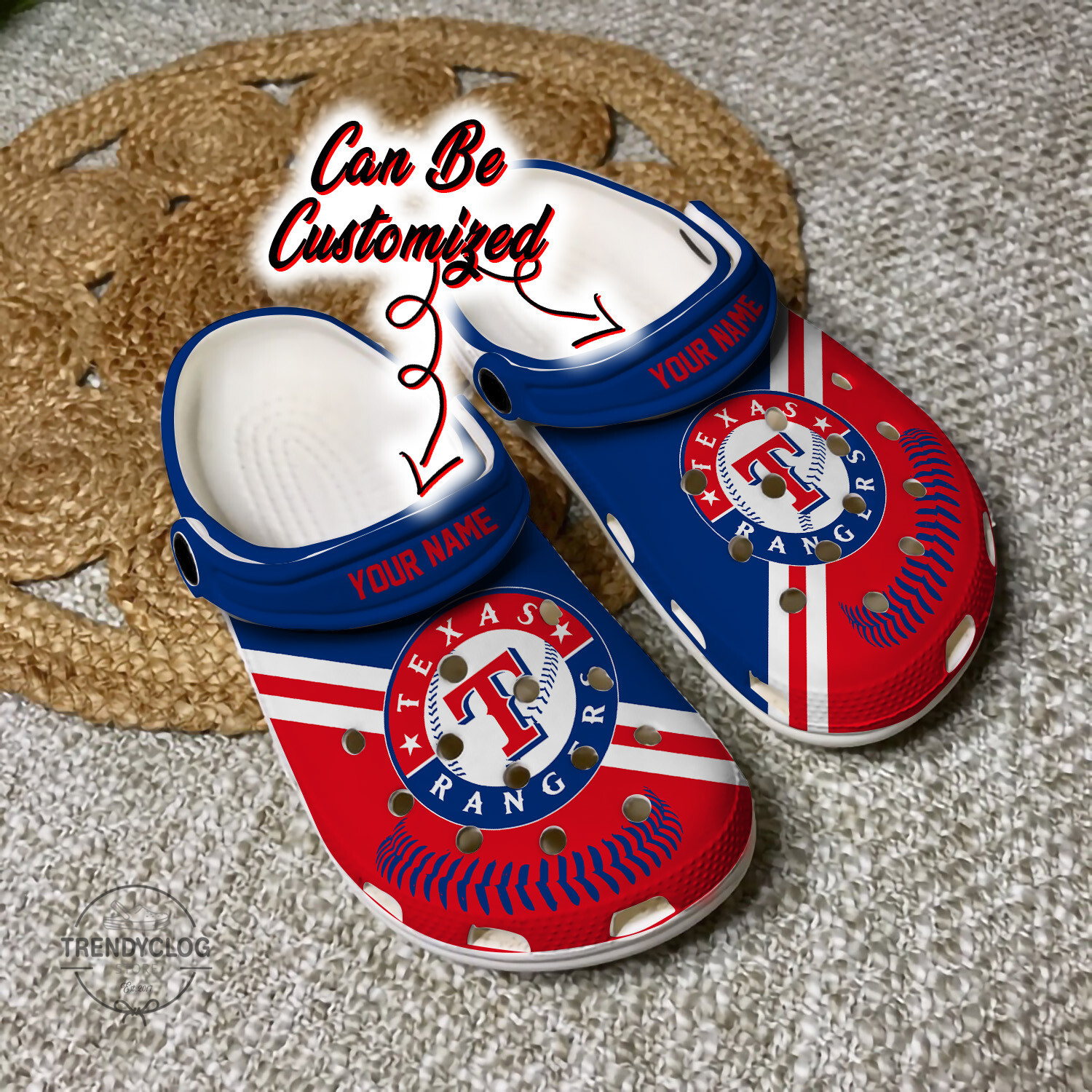 Baseball Crocs TRangers Personalized Baseball Logo Team Clog Shoes