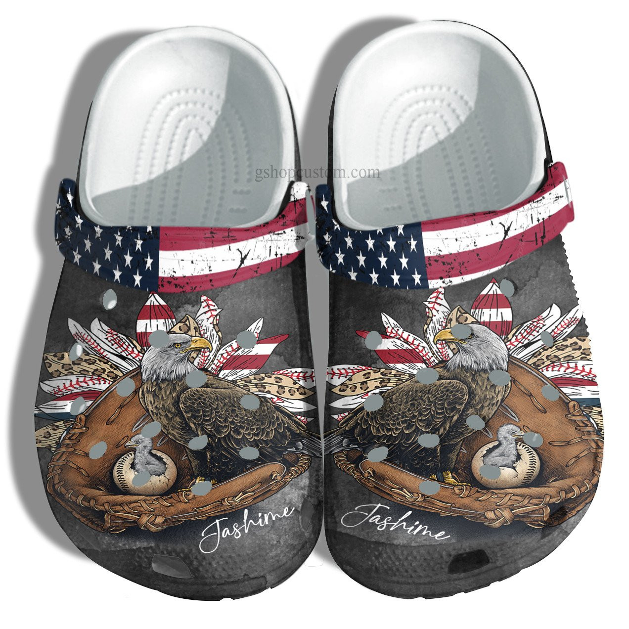 Baseball Eagle Sunflower Leopard Usa Flag Crocs Shoes Gift Mom Grandma - Baseball Eagle America Shoes Croc Clogs