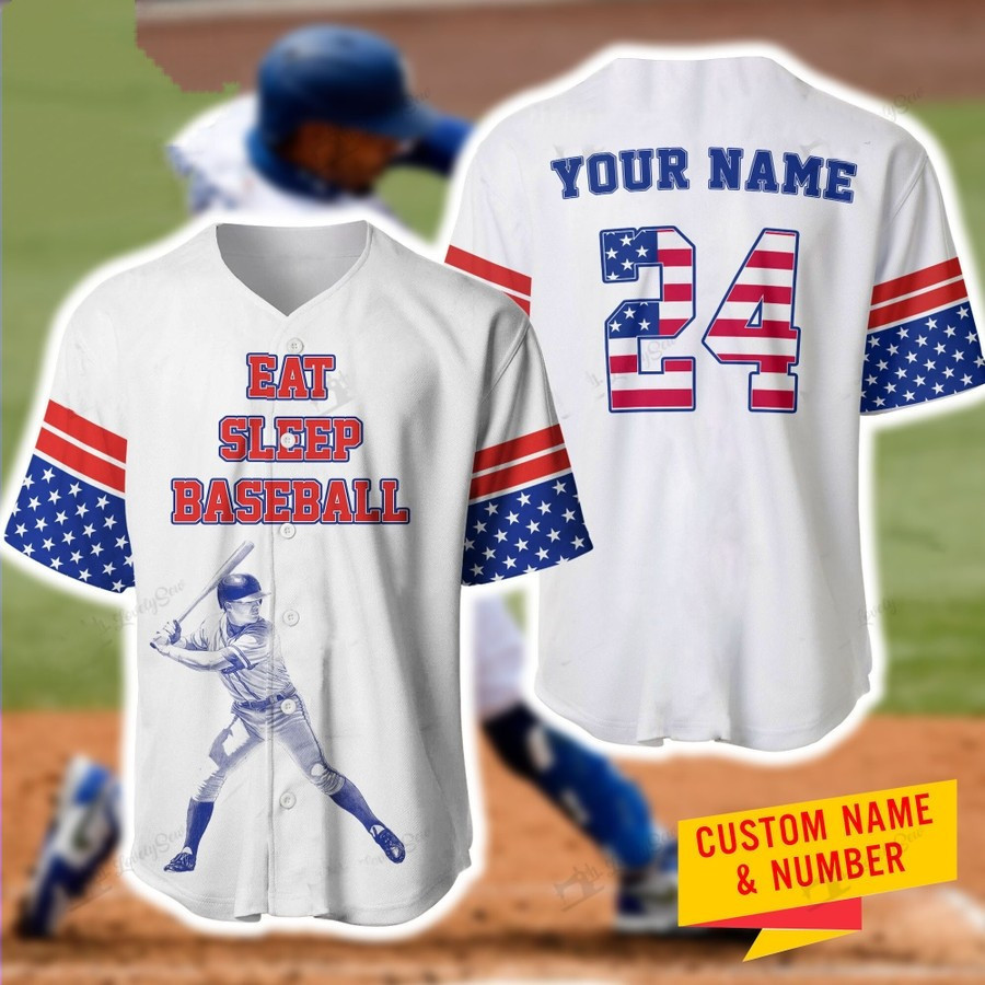 Baseball Eat Sleep Player Custom Name And Number Baseball Jersey