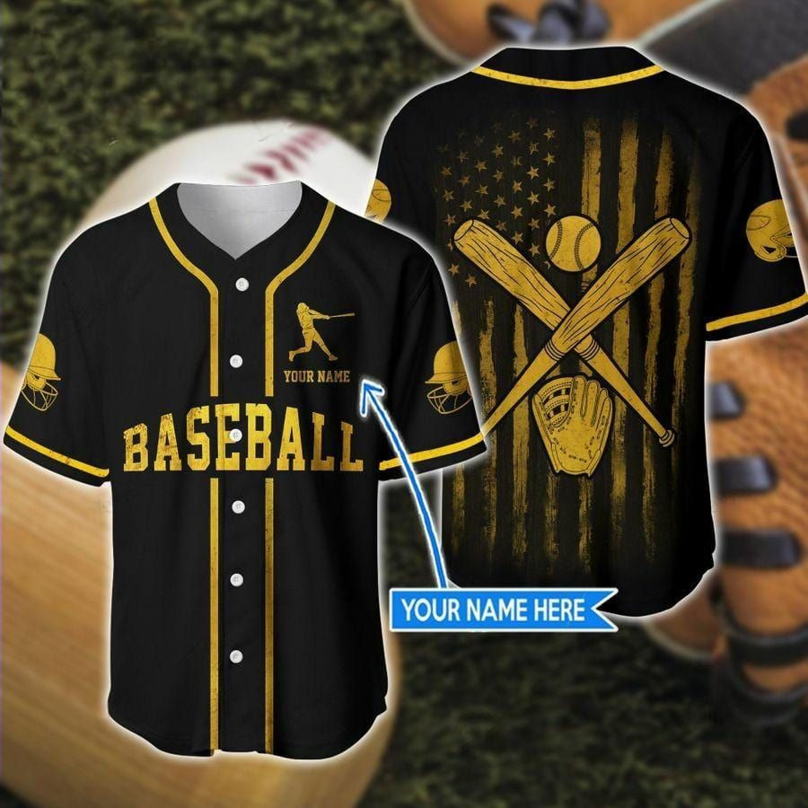 Baseball Golden Flag Custom Name Baseball Jersey