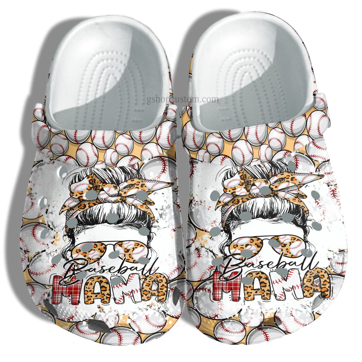 Baseball Mama Leopard Croc Shoes Gift Mother Birthday- Baseball Mom Supporter Son Player Crocs Shoes Gift Women