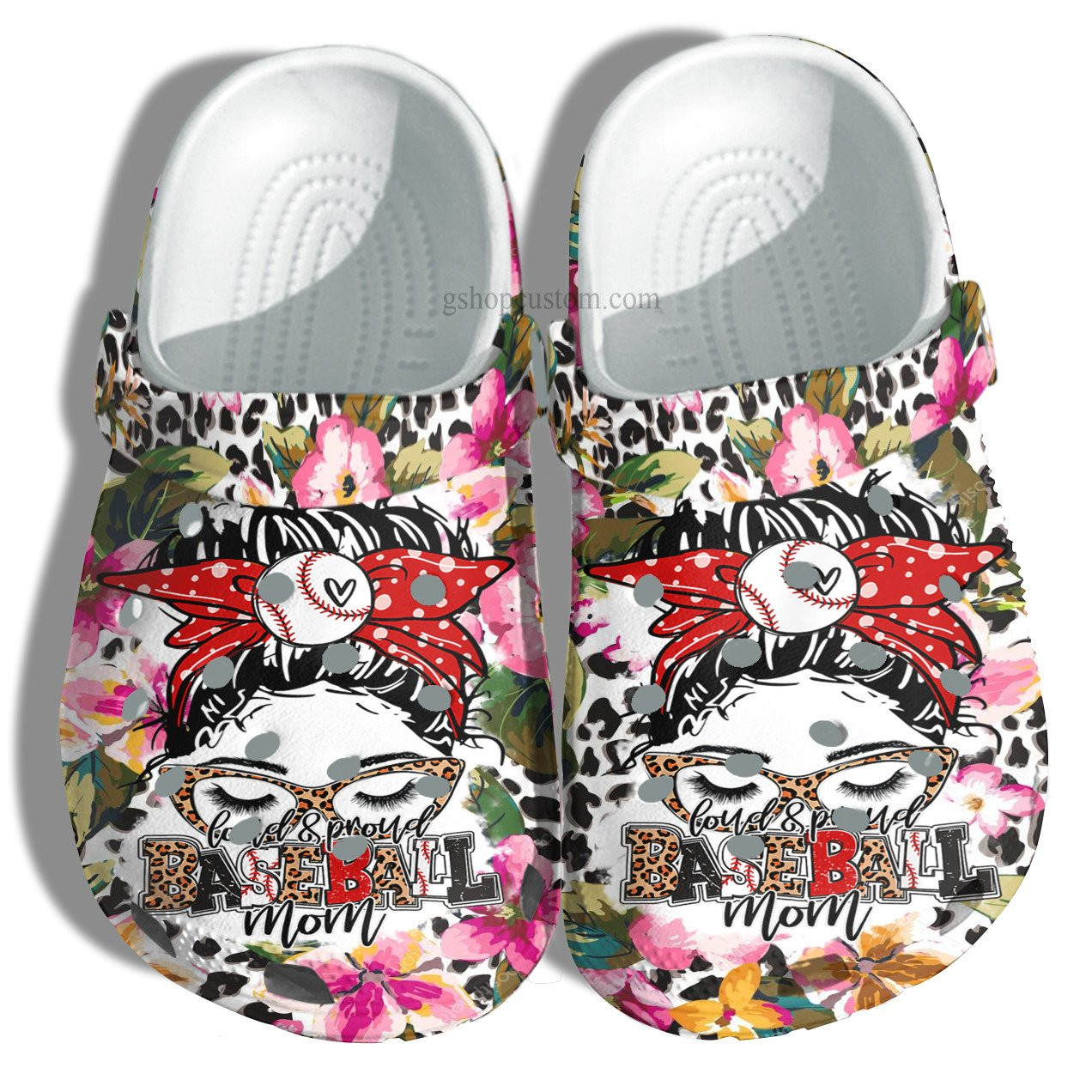 Baseball Mom Flower Cow Crocs Shoes For Wife Mom Grandma - Baseball Mom Cow Shoes Croc Clogs