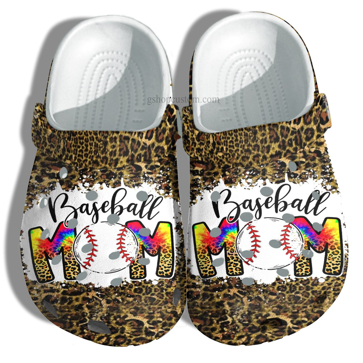 Baseball Mom Hippie Leopard Skin Crocs Shoes For Wife Mom Grandma - Baseball Mom Leopard Shoes Croc Clogs