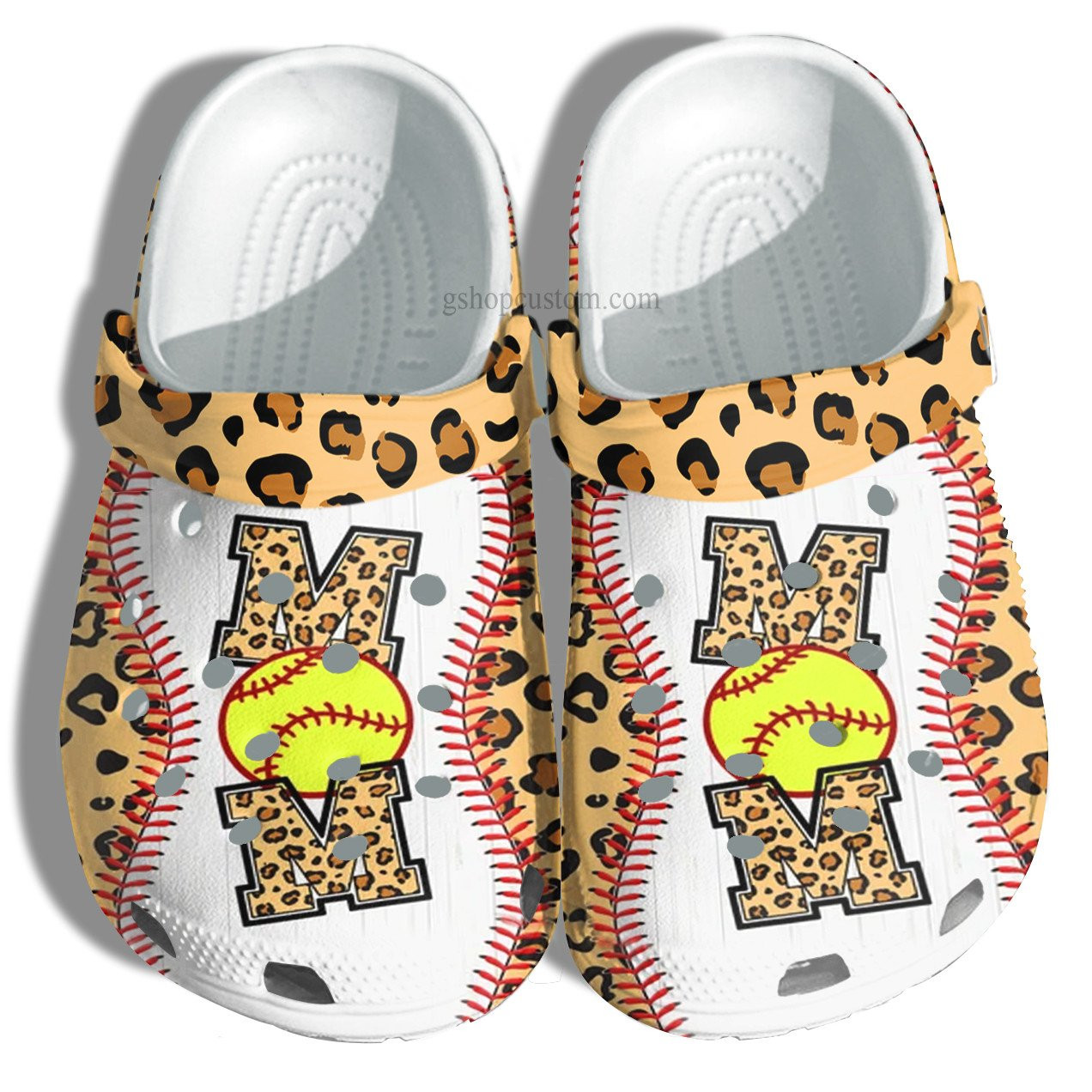 Baseball Mom Leopard Croc Shoes Gift Mommy- Baseball Line Crocs Shoes Gift Mother Day