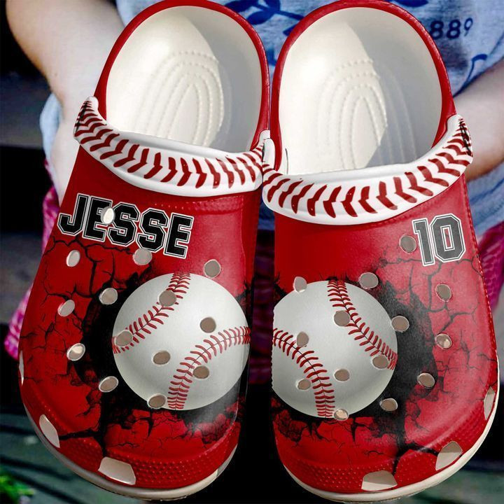 Baseball Personalized Crack Wall Crocs Classic Clogs Shoes