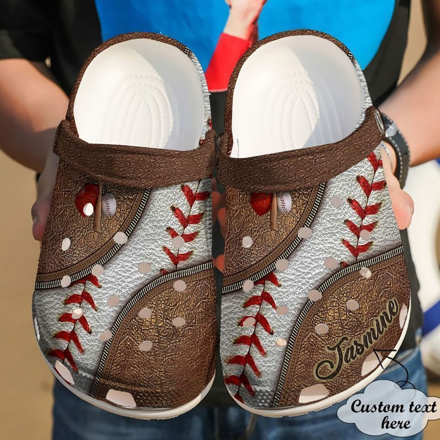 Baseball Personalized Leather Crocs Classic Clogs Shoes