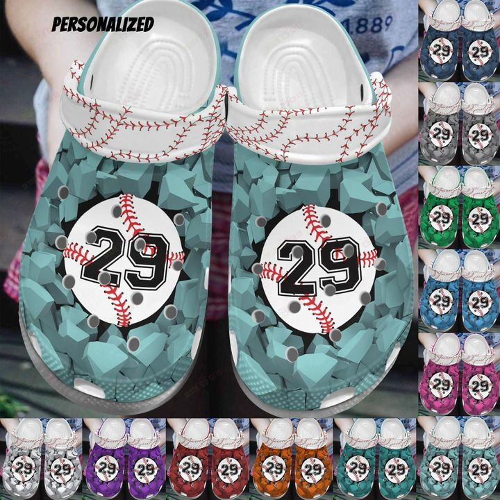 Baseball Personalized White Sole Proud Number Crocs Classic Clogs Shoes