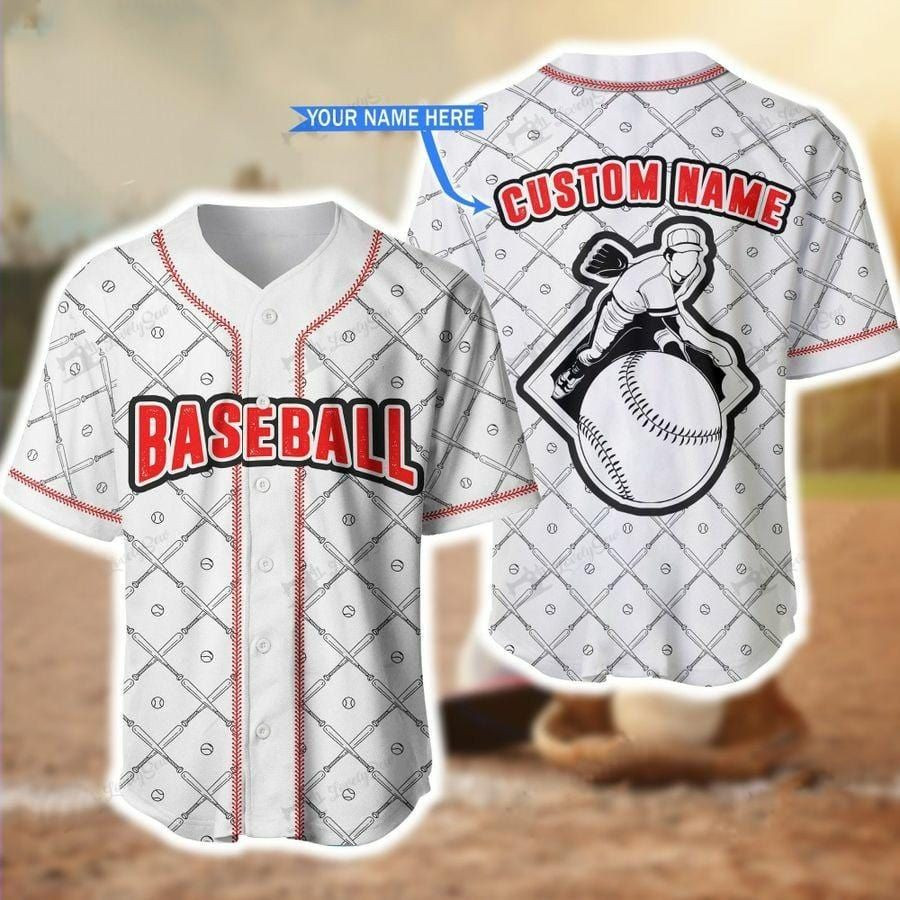 Baseball Player White Custom Name Baseball Jersey