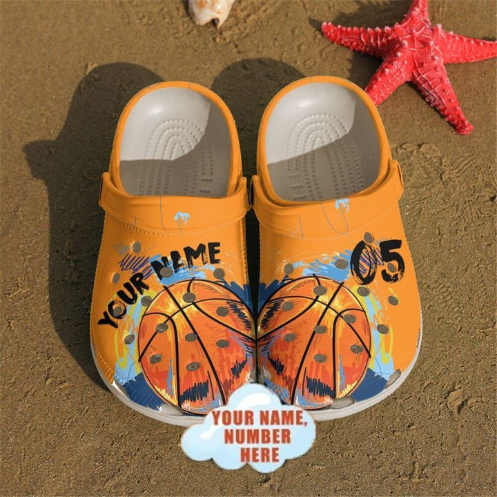 Basketball Crocs – Basketball Custom Name Number Orange Clog Shoes For Men And Women