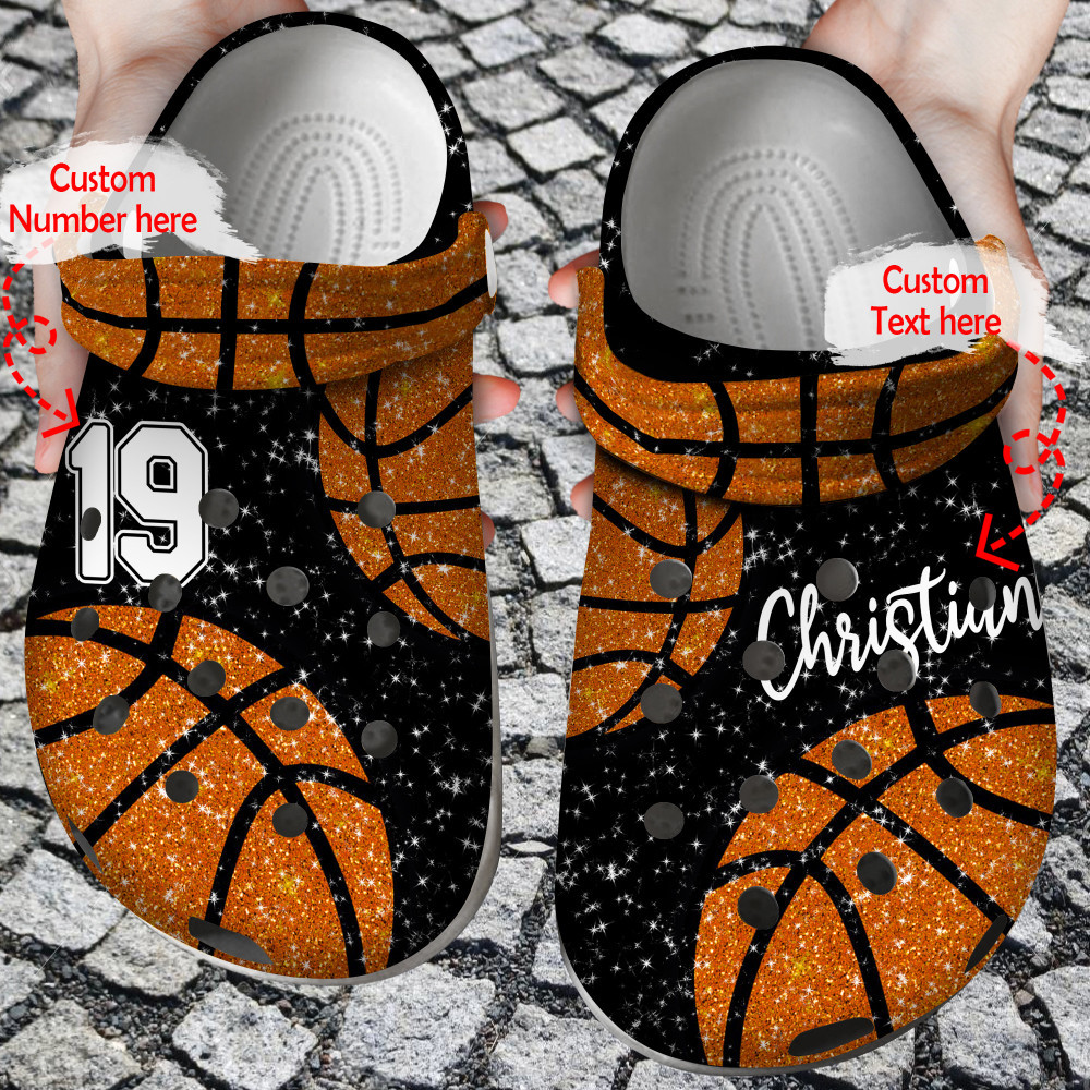 Basketball Crocs - Basketball Glitter Personalized Lover Clog Shoes For Men And Women