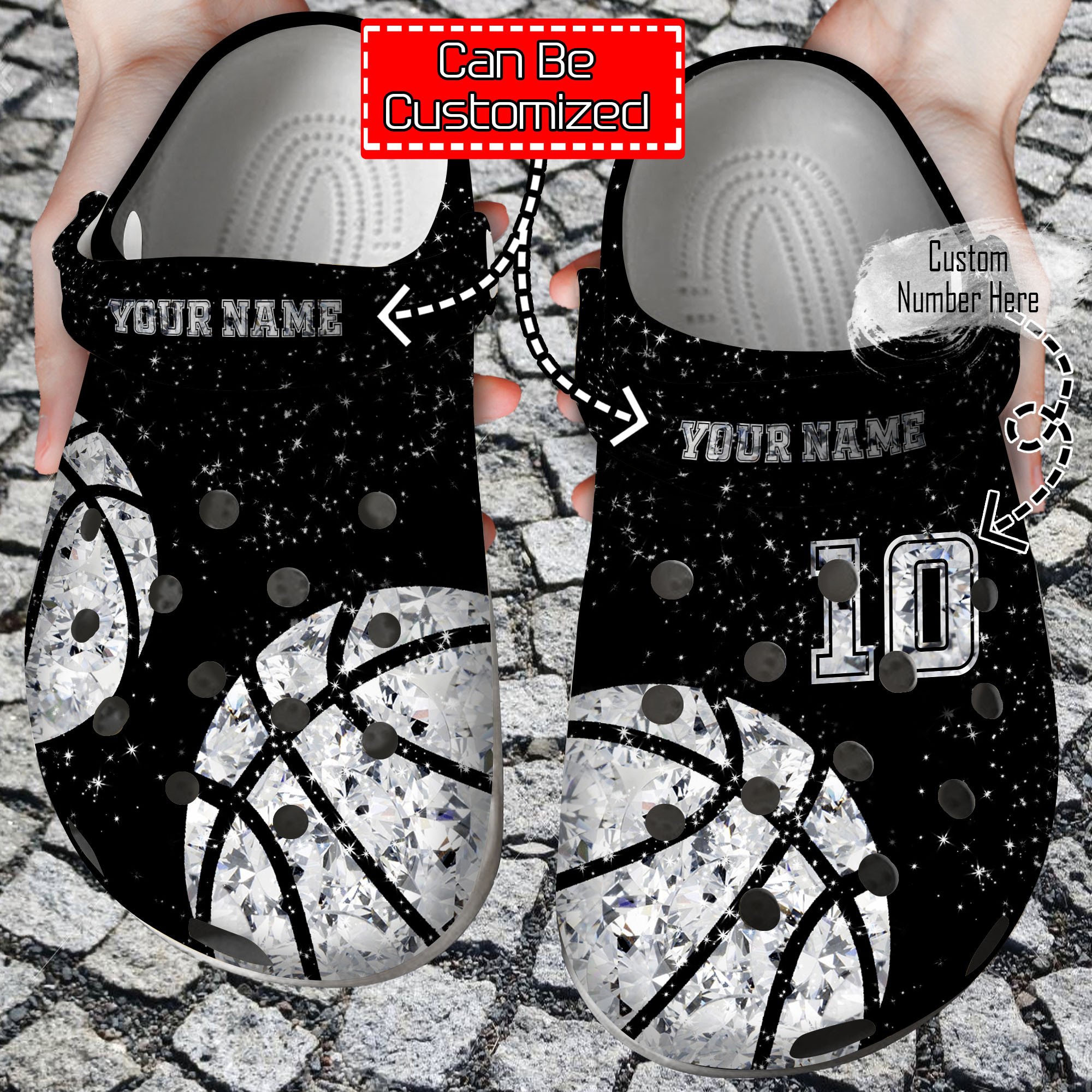 Basketball Crocs Basketball Personalized Diamond Clog Shoes