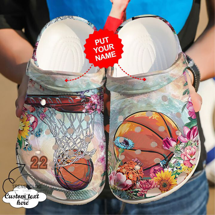Basketball Crocs Basketball Personalized Floral Clog Shoes