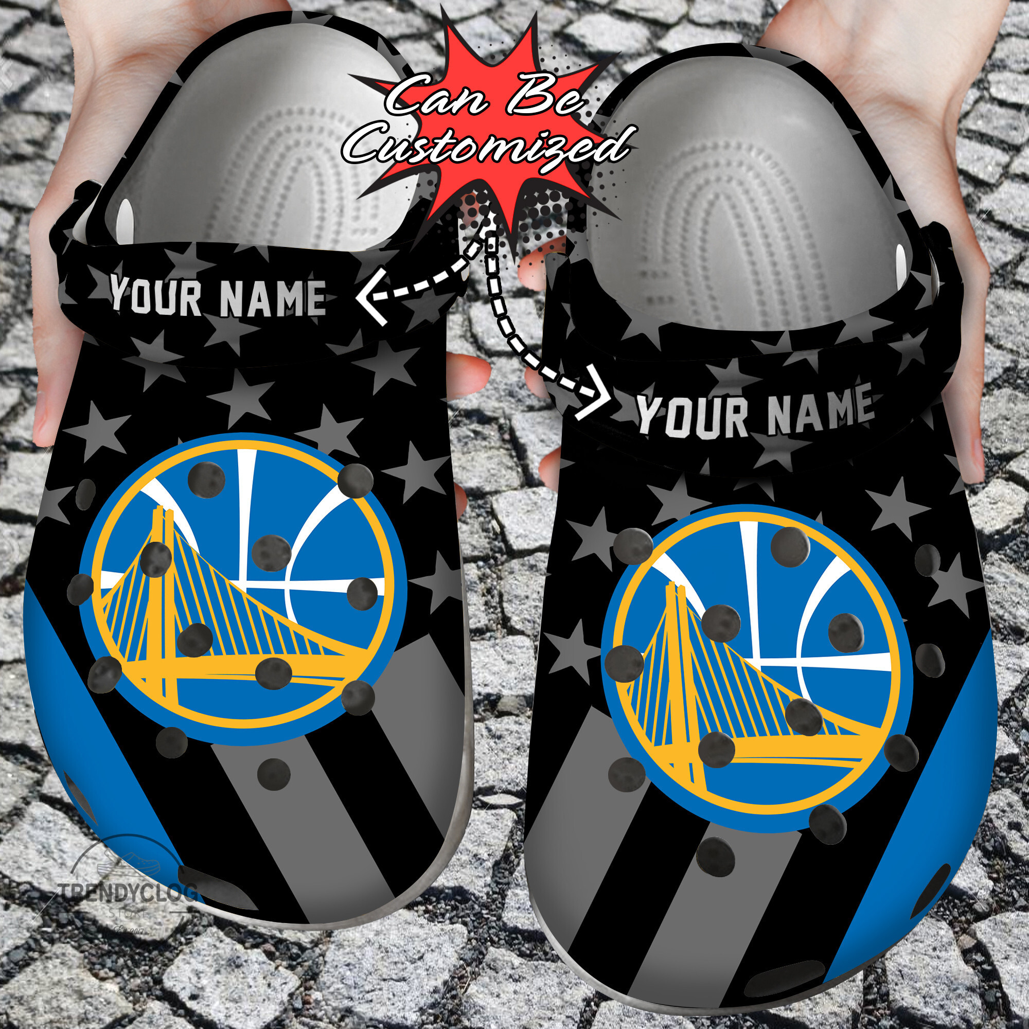 Basketball Crocs Personalized GWarriors Star Flag Clog Shoes