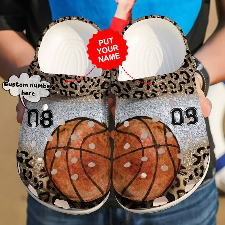 Basketball Personalized Leopard Crocs Clog Shoes Basketball Crocs