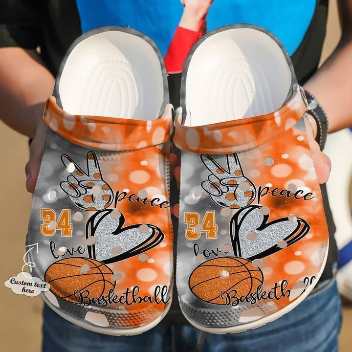Basketball Personalized Peace Love Crocs Classic Clogs Shoes