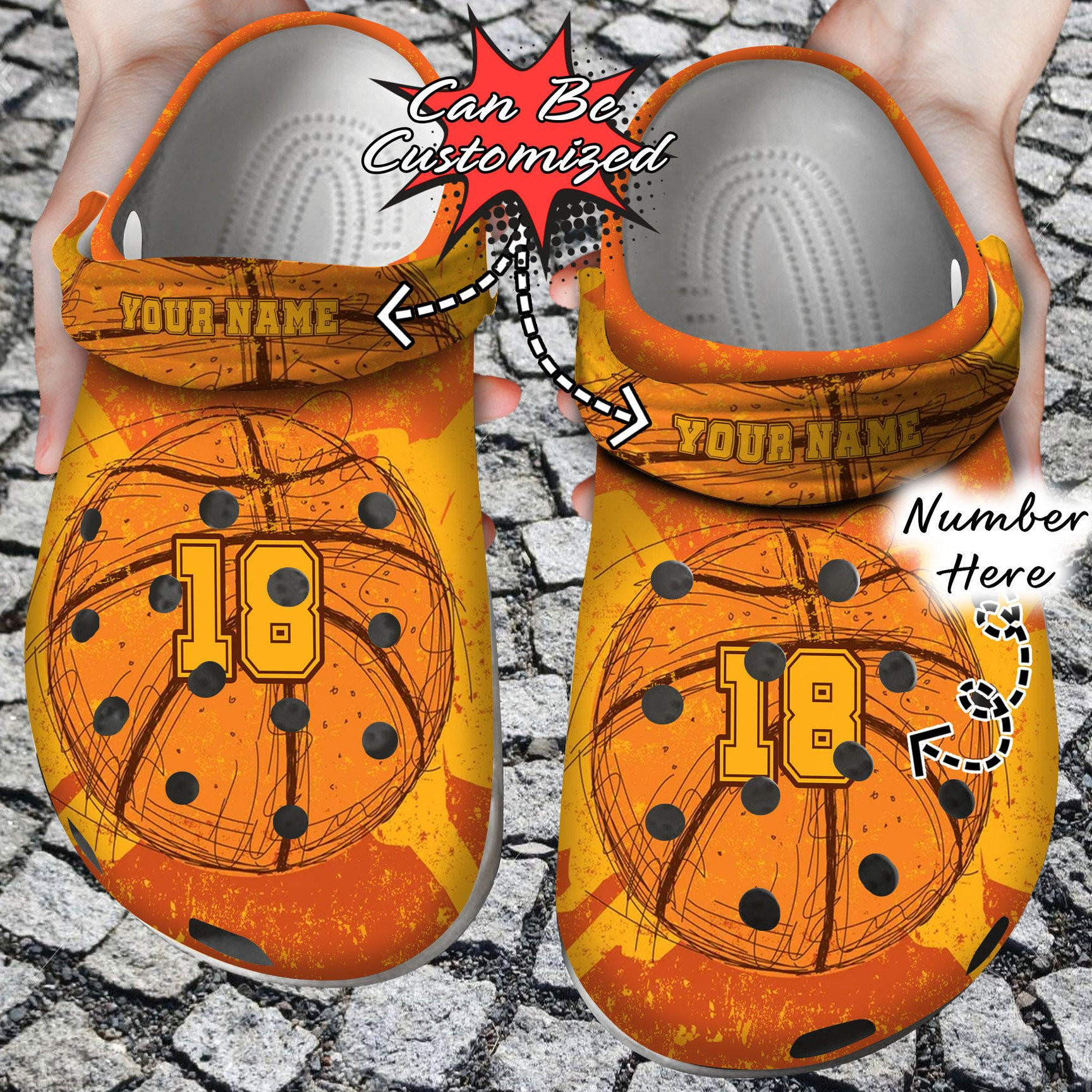 Basketball Personalized Textured Crocs Clog Shoes Sport Crocs