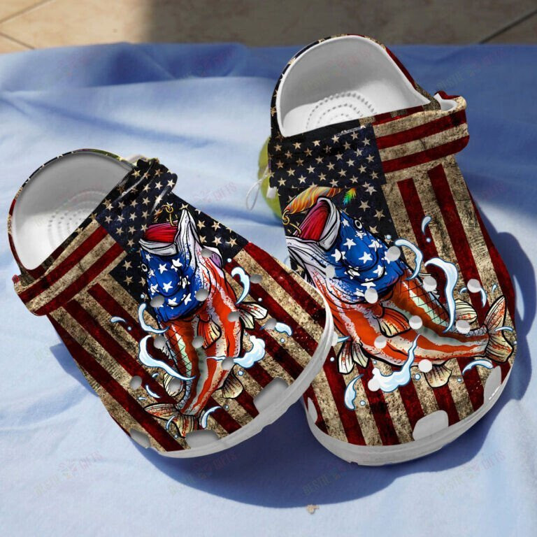 Bass Fish Of American Classic Shoes Crocs Clogs 4Th Of July Gifts For Men Women