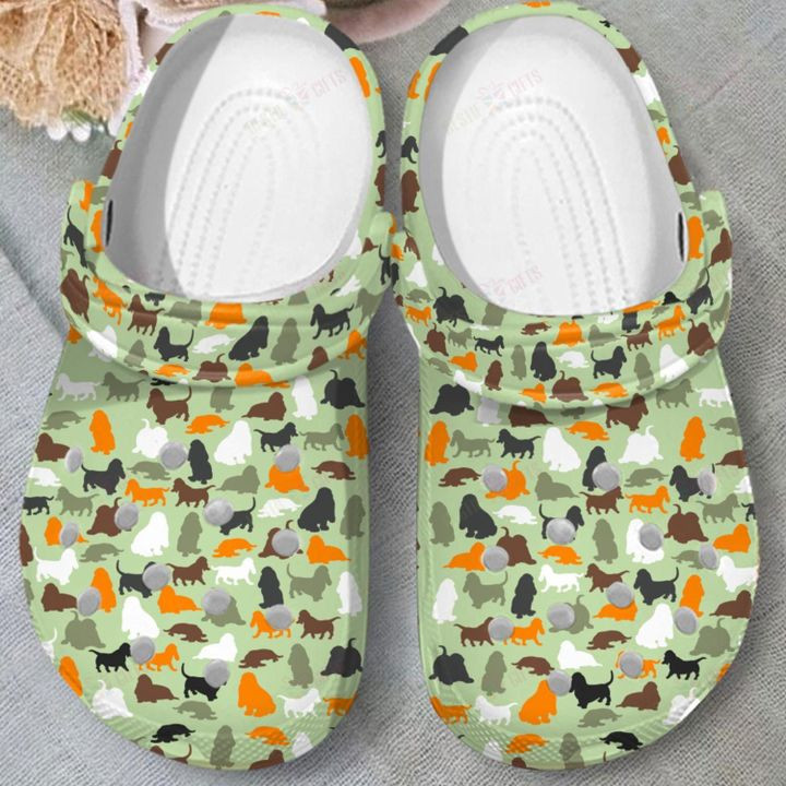 Basset Hound Camo Crocs Classic Clogs Shoes