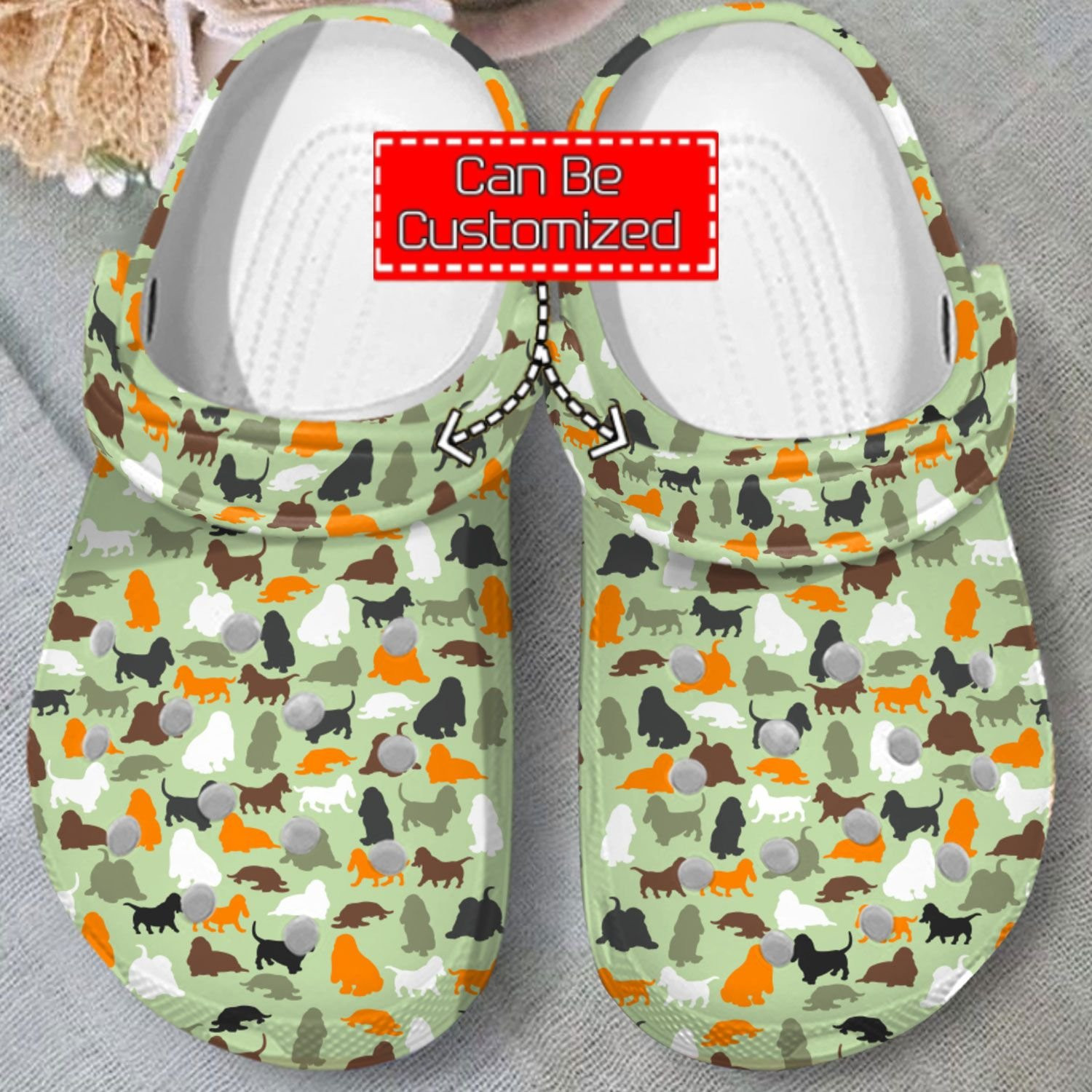 Basset Hound Camo Crocs Clog Shoes Animal Print Crocs