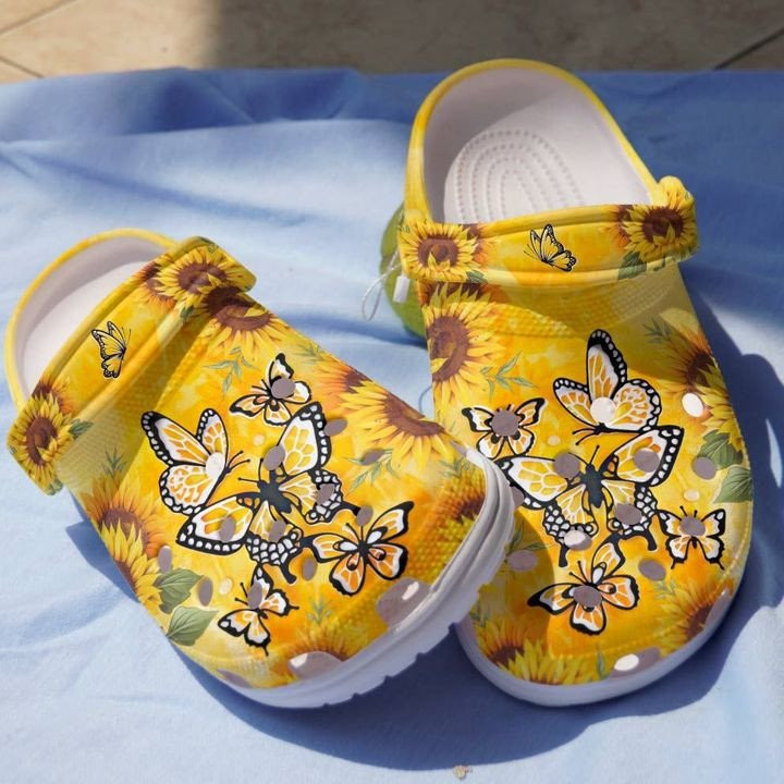 Be Kind Butterflies And Sunflower Clogs Crocs Shoes Birthday Gifts For Mom Daughter Sister