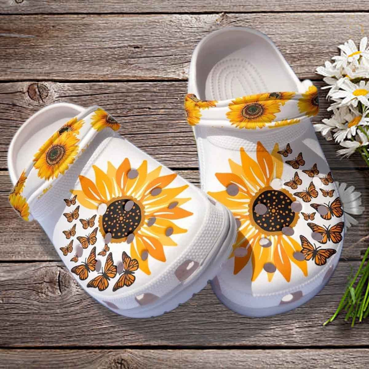Be Kind Sunflower Butterfly Shoes Clogs Crocs - Sunflower Shoes Birthday Gift For Daughter
