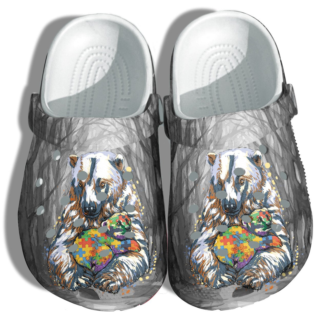 Bear And Baby Autism Awareness Crocs Clogs Shoes Gifts For Birthday Christmas