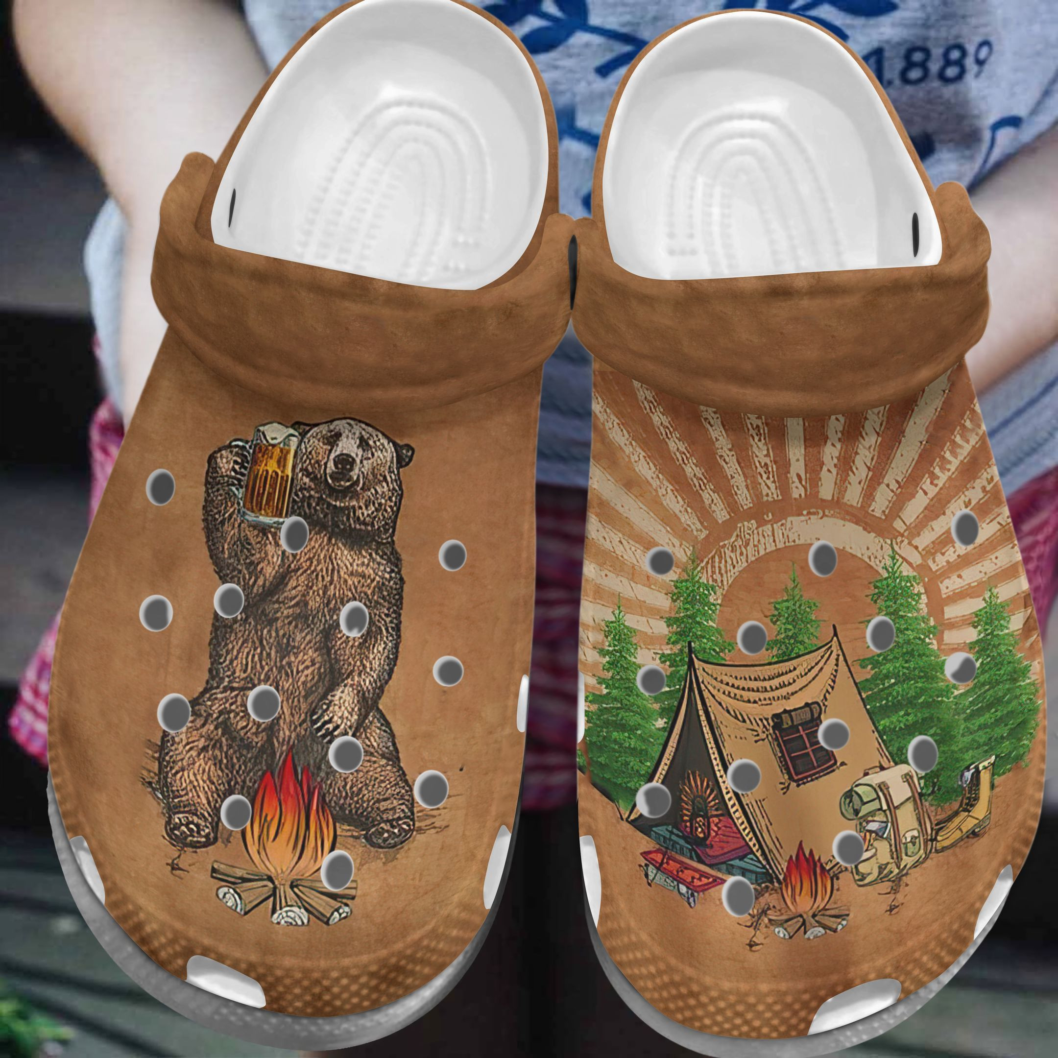 Bear Beer Camping Crocs Shoes Peace Camping Clog Crocbland Clog