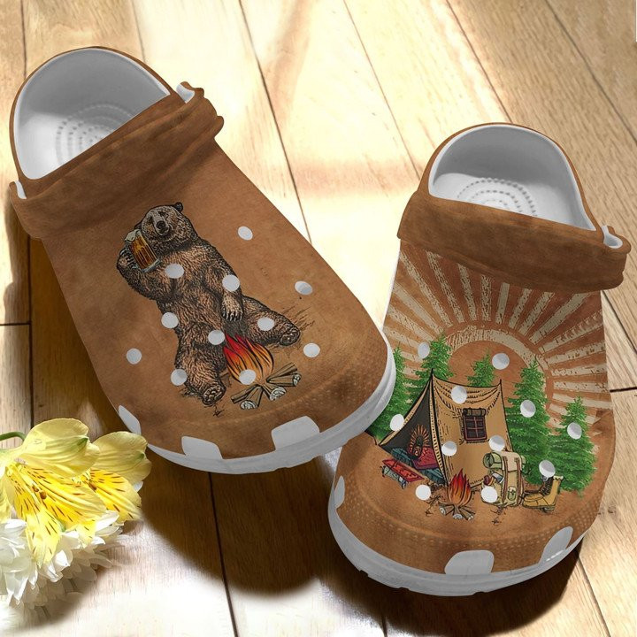 Bear Beer Camping Shoes Peace Camping Crocs Clog Gift For Friends