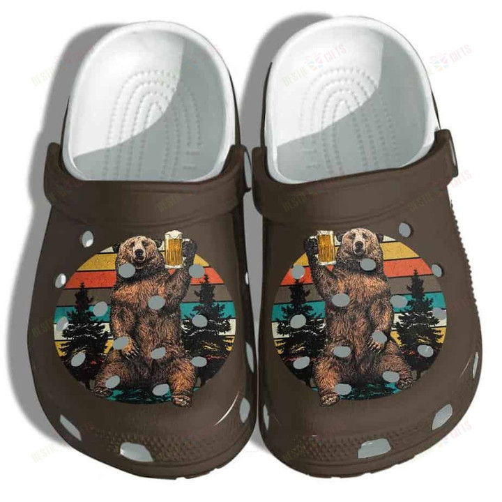 Bear Drinking Camping Crocs Classic Clogs Shoes