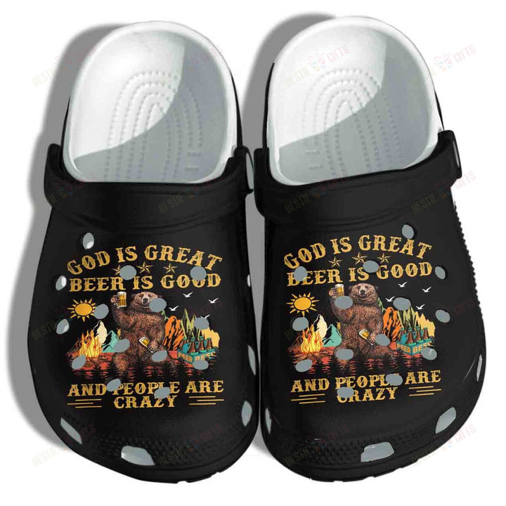 Bear Drinks Beer God Is Great Beer Is Great Crocs Classic Clogs Shoes