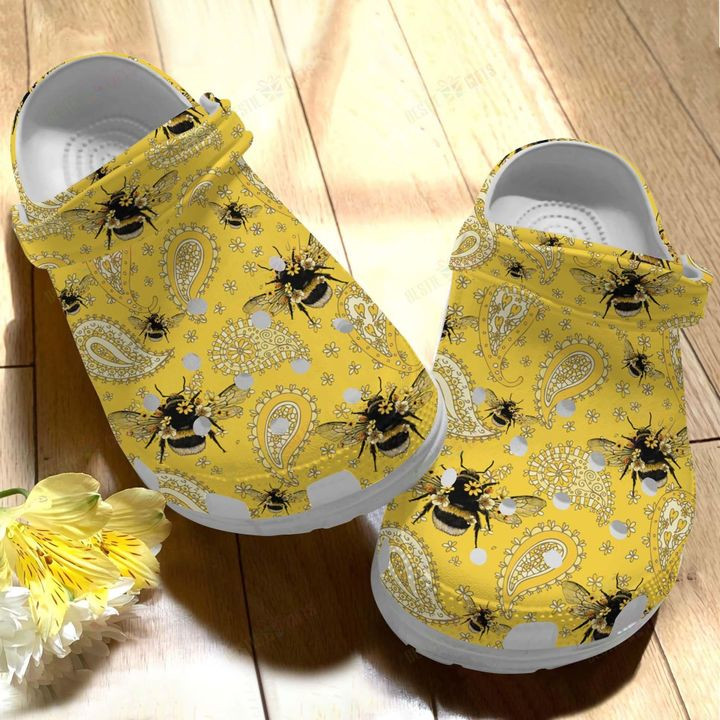 Bee Happy Crocs Classic Clogs Shoes