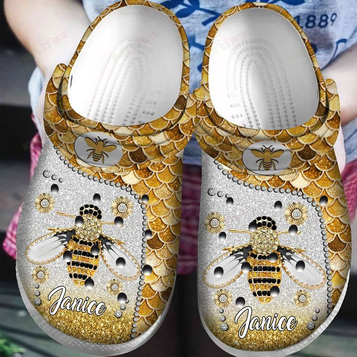 Bee Personalized White Sole Bee Lover Crocs Classic Clogs Shoes