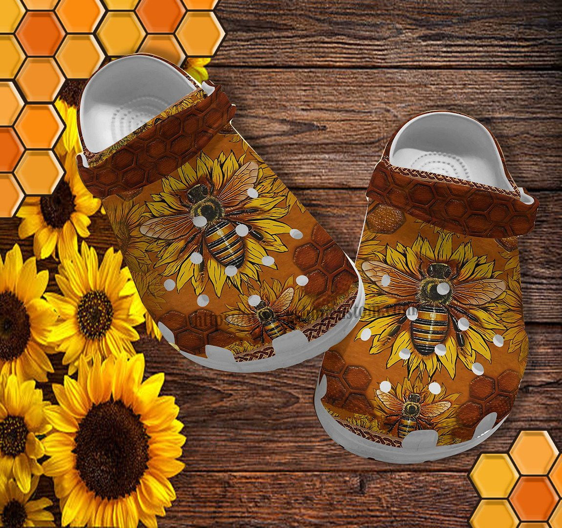 Bee Sunflower Floral Vintage Croc Shoes Gift Grandma- Bee Kind Shoes Croc Clogs