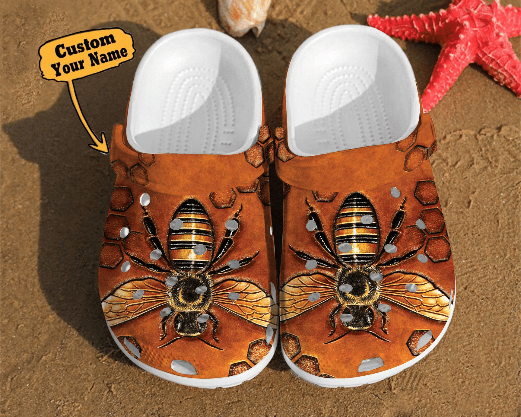 Bee Texture Gift For Lovers Hippie Unisex Crocs Clog Shoes Bee Crocs