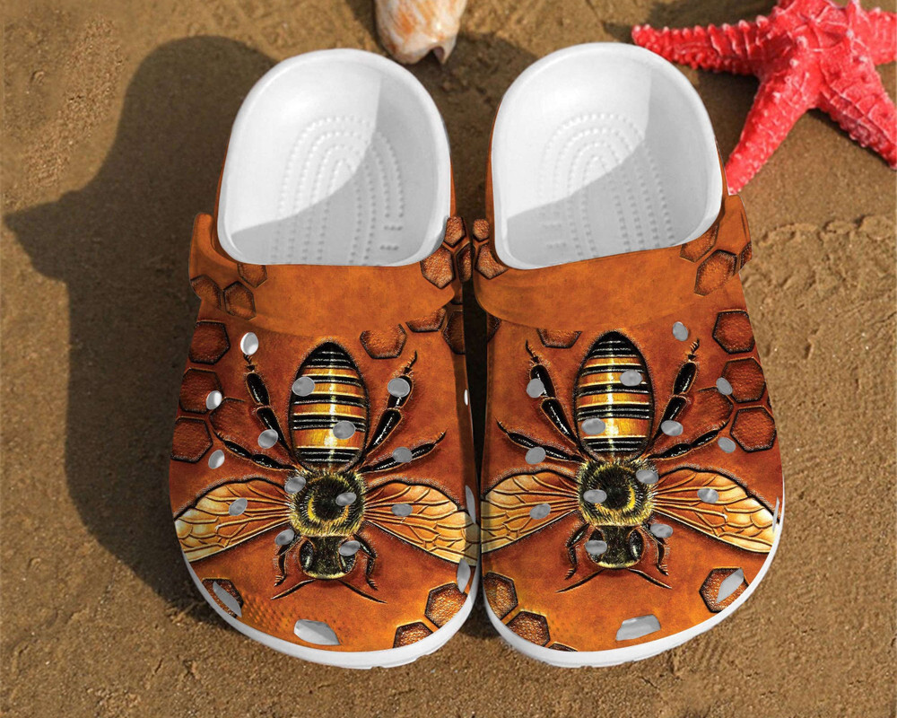 Bee Texture Rubber Crocs Clog Shoes Comfy Footwear