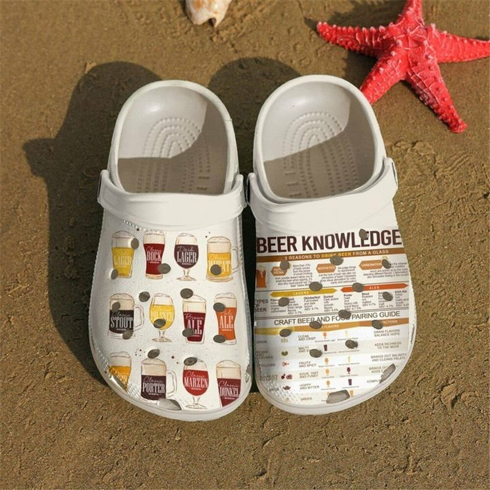 Beer Knowledge 102 Gift For Lover Rubber Crocs Clog Shoes Comfy Footwear