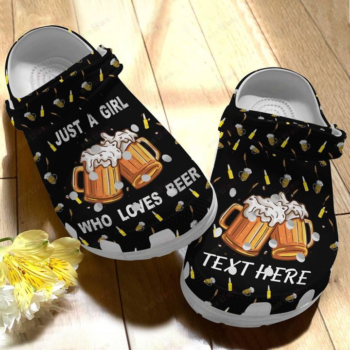 Beer Personalized White Sole Just A Girl Who Loves Beer Crocs Classic Clogs Shoes