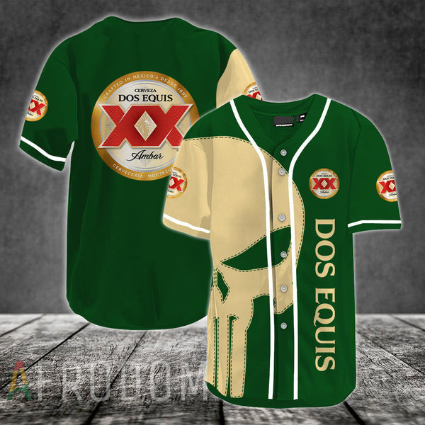 Beige Skull Dos Equis Baseball Jersey, Unisex Jersey Shirt for Men Women