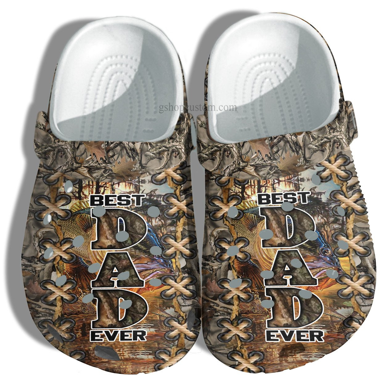 Best Dad Ever Fishing Camouflage Croc Shoes Gift Men Father Day- Fishing Camo Army Crocs Shoes For Son