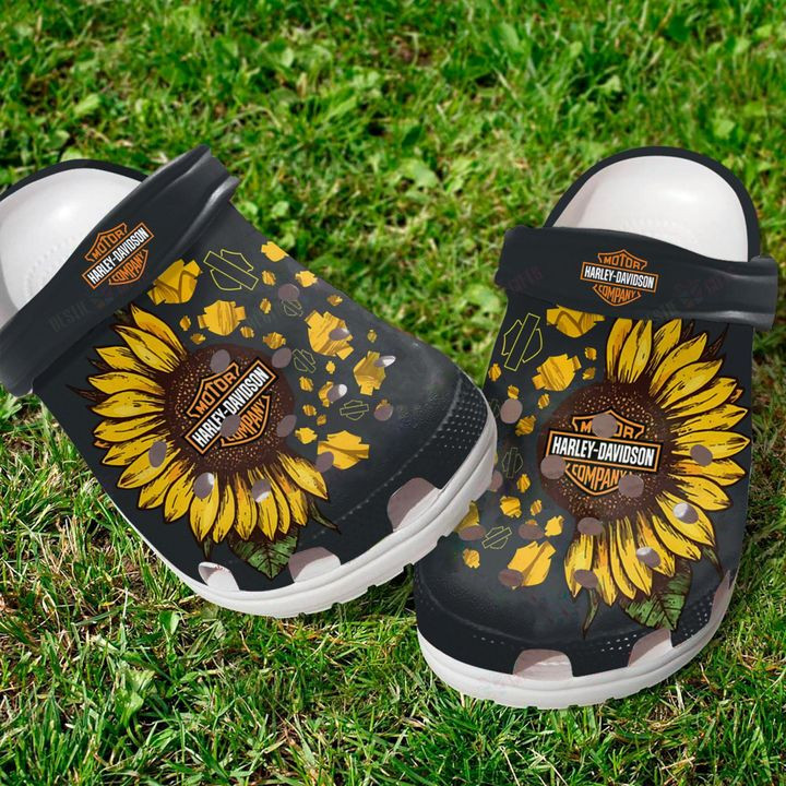 Biker Sunflower Crocs Classic Clogs Shoes PANCR0337