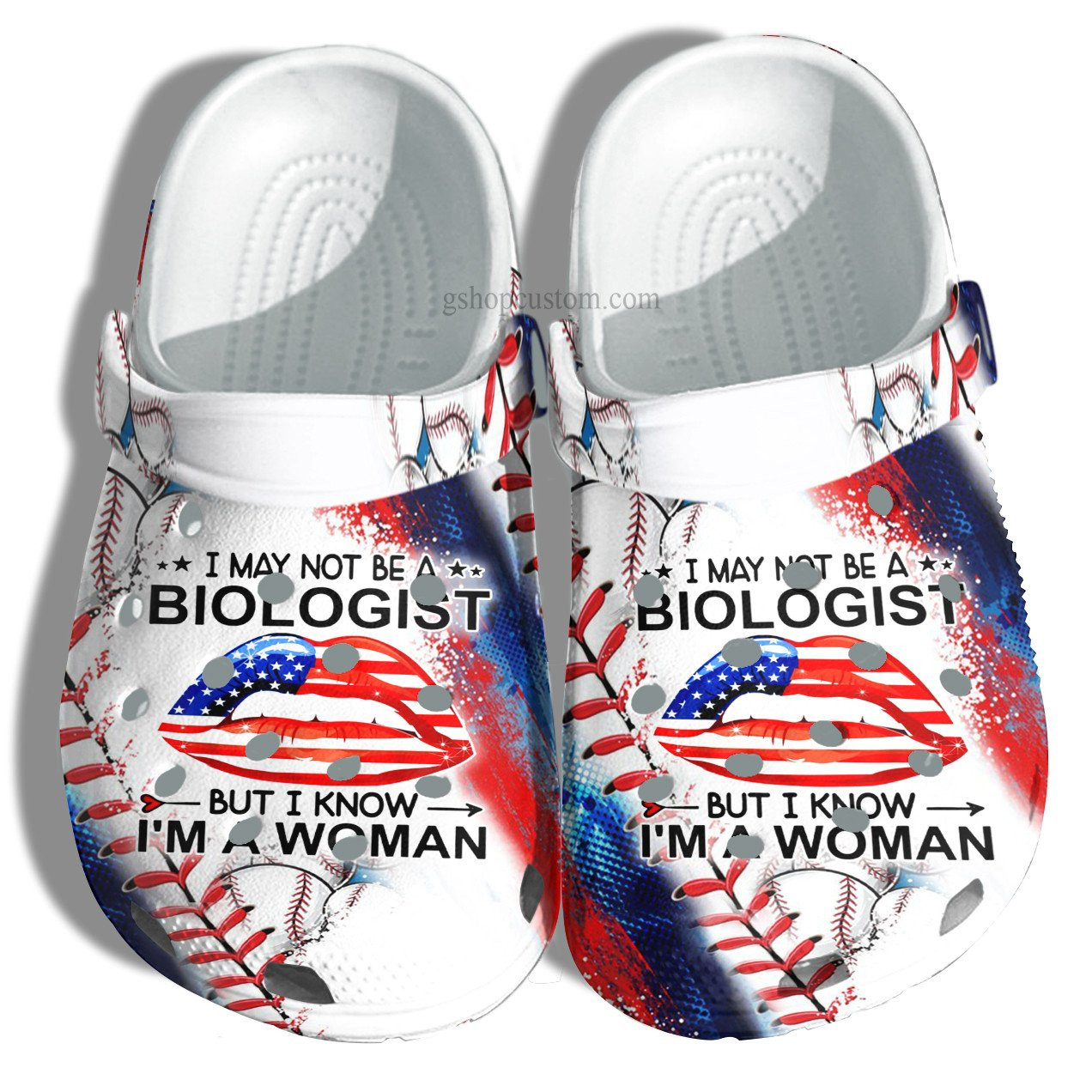 Biologist Woman Baseball Lover Croc Shoes Gift Daughter- Biologist America Flag Baseball Crocs Shoes Gift 4Th Of July