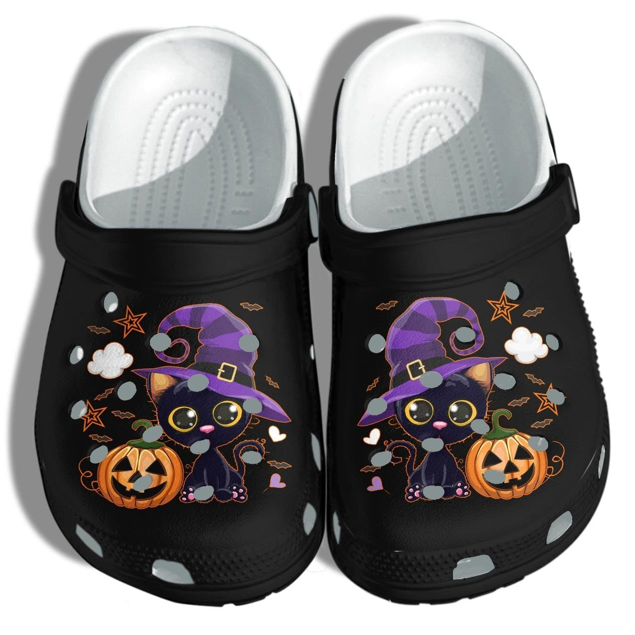 Black Cat And Pumpkin Halloween Shoes Clog Crocs Birthday Gift For Boy Girl