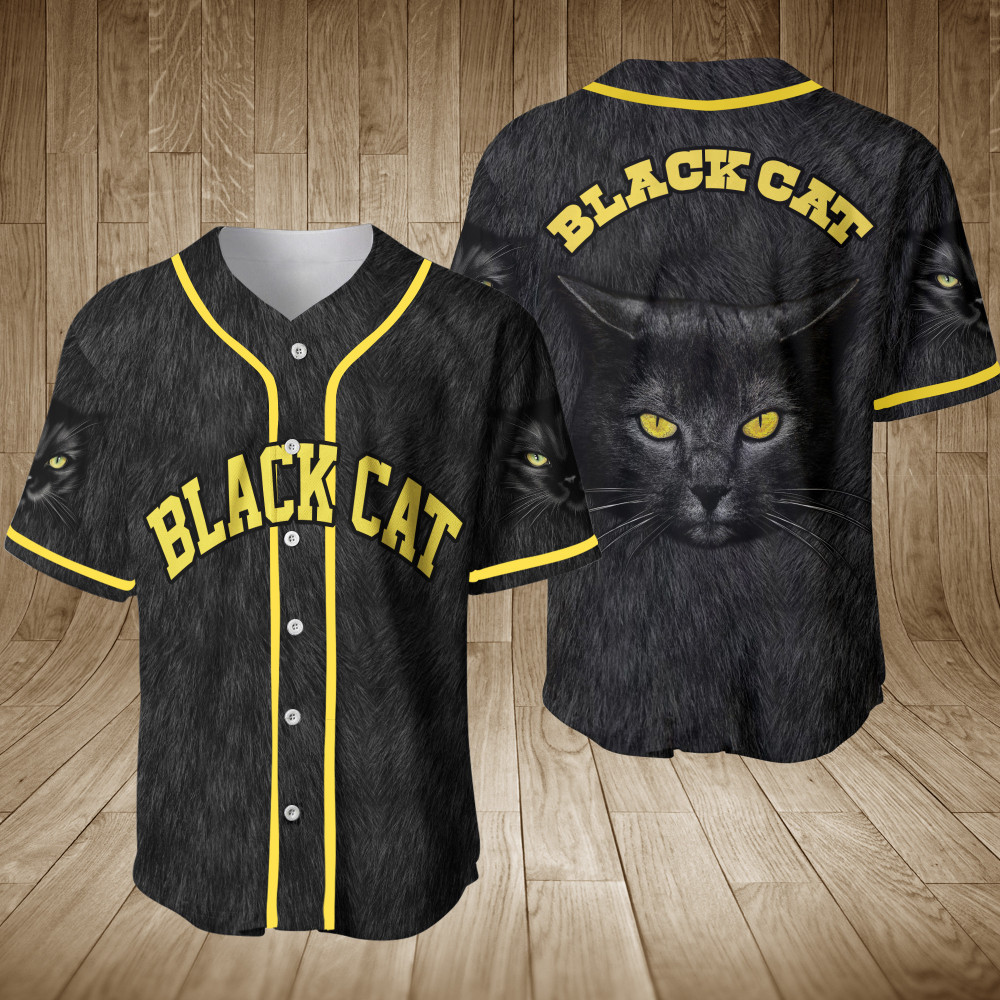 Black Cat Baseball Jersey, Unisex Jersey Shirt for Men Women