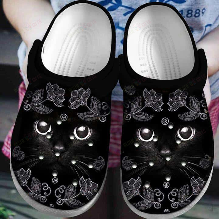 Black Cat Crocs Classic Clogs Shoes