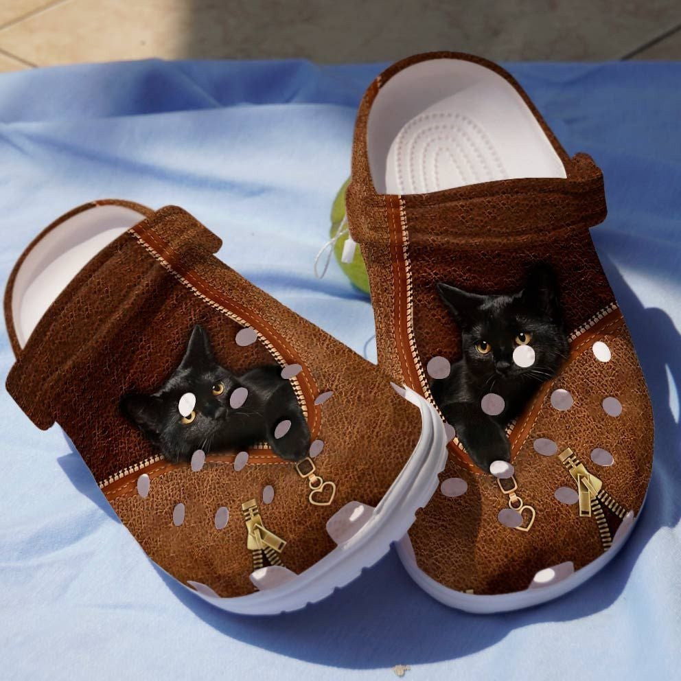 Black Cat In Bag Shoes - Cool Animal Crocs Clog Birthday Gift For Men Women