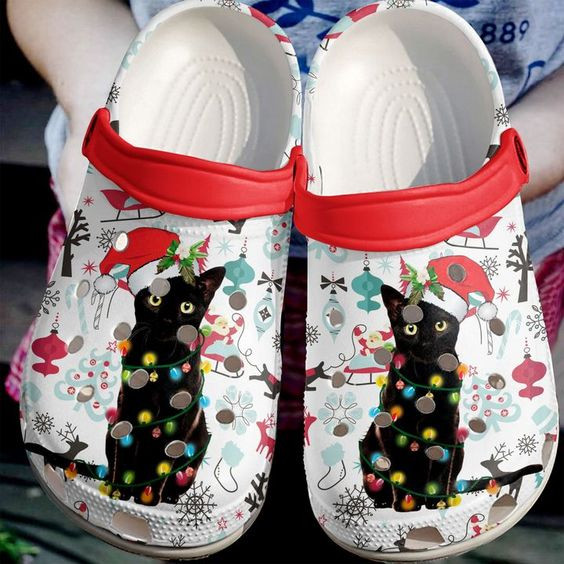 Black Cat Santa Hat Christmas Pattern Crocs Crocband Clog Shoes For Men Women